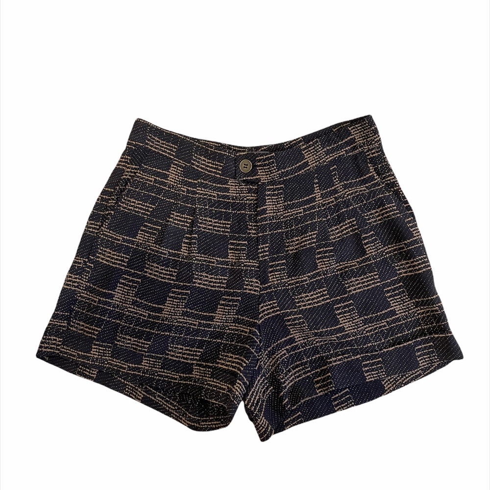 MYNE Black Print Silk Shorts
